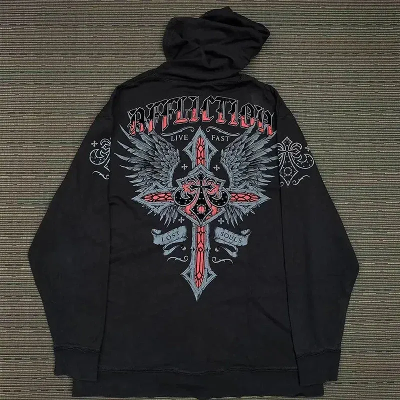 Back To School Sonicelife Woman Embroidery Goth Hoodies Autumn Winter Zip Up Long Sleeve Loose Jacket Coats Y2k Harajuku Casual Oversized Sweatshirts