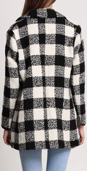 Black & White Check Cashmere & Wool Blend Coat