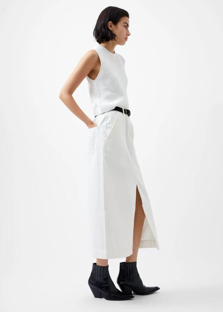 French Connection Mozart Crew Neck Sleeveless Vest- Winter White