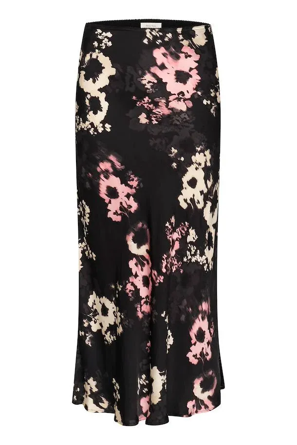 Laurina Skirt - Black Blurred Flower