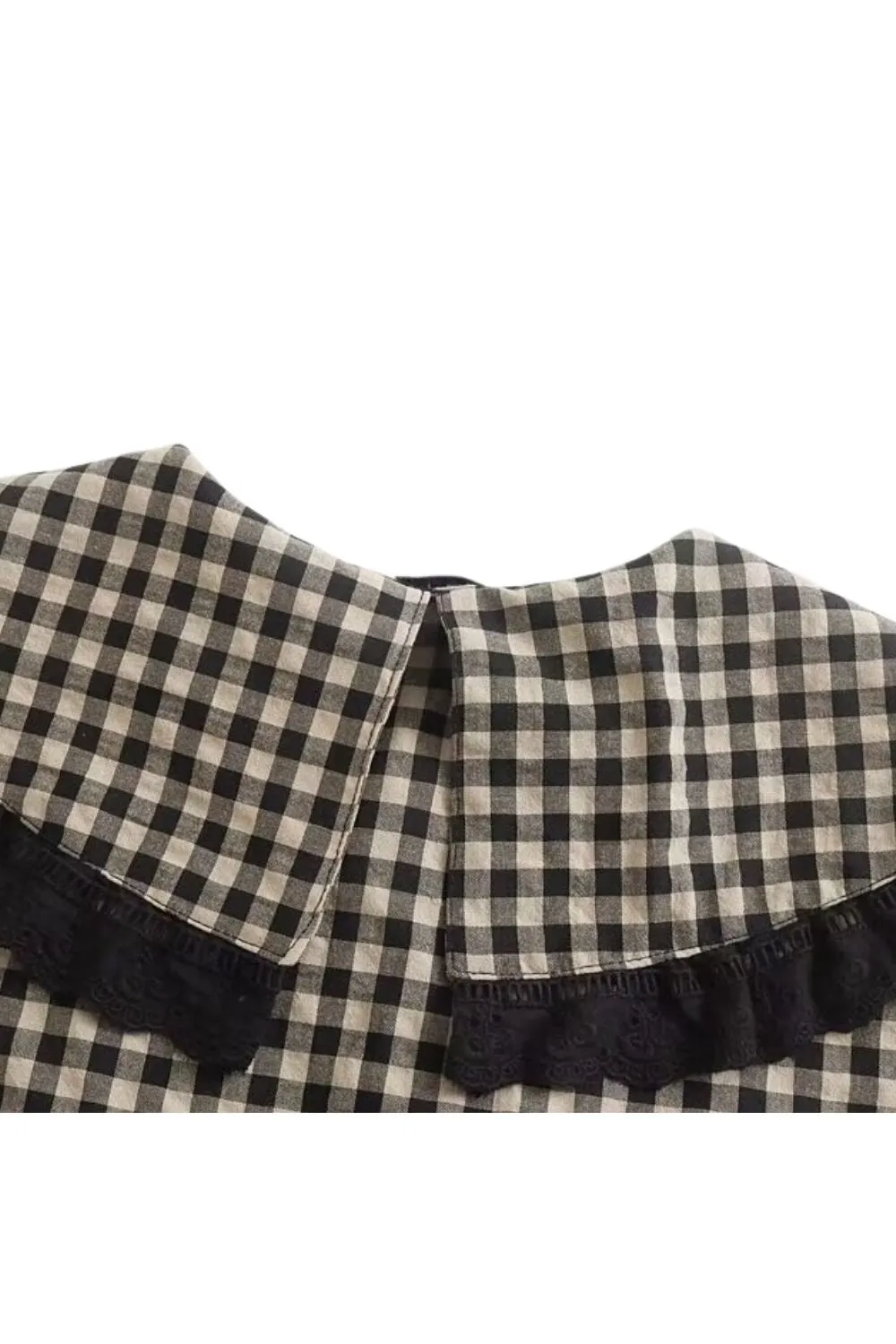 'Lily' Cotton Plaid Doll Collar Belted Dress