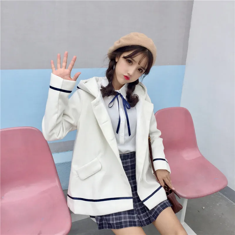 Loose Student Preppy Style Hooded Jacket