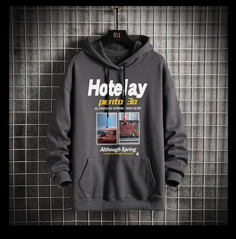 Men's Casual Solid Printed Hoodie's