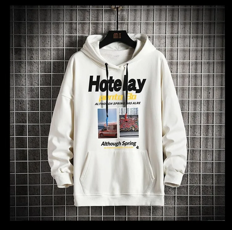 Men's Casual Solid Printed Hoodie's