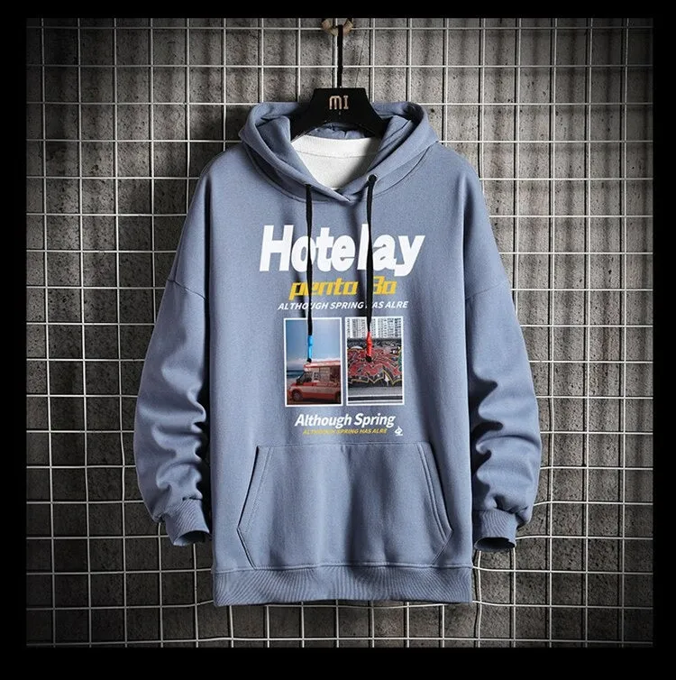 Men's Casual Solid Printed Hoodie's