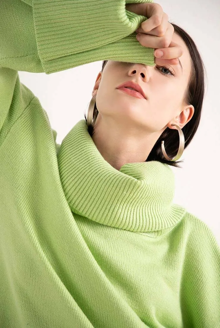 Turtleneck Casual Pullover Wool Blend Sweater