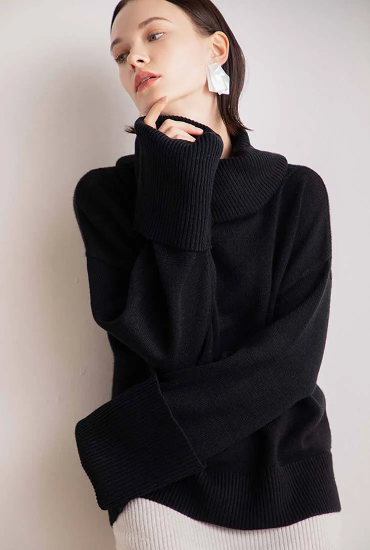 Turtleneck Casual Pullover Wool Blend Sweater